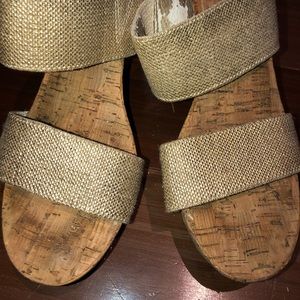 Gold heels 3 3/4” high.